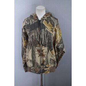 Vtg Real Tree Came Zip Hoodie XL Sports Afield Camo Tree Leaf Hunting Jacket